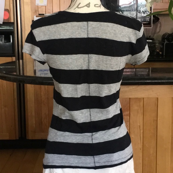 Rag & Bone grey & black striped cotton SS T-shirt. - Picture 3 of 8